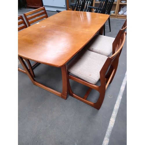 208 - Danish range portwood england limited  Teak Dining Table with Butterfly Leaf and 4 matching Dining C... 