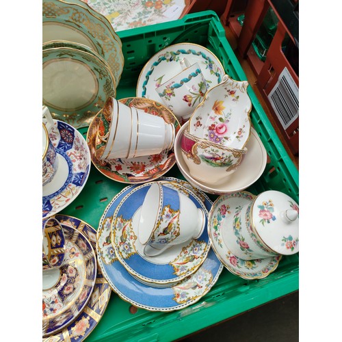 275 - Box of Victorian tea ware includes Crown derby Imari , Minton etc.