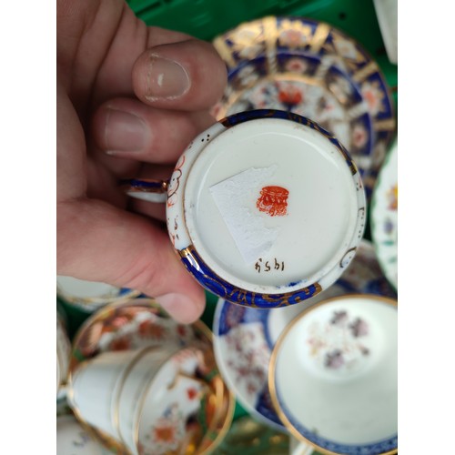 275 - Box of Victorian tea ware includes Crown derby Imari , Minton etc.