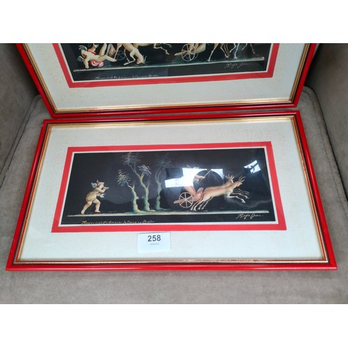 258 - Pair of Vintage Paintings depicting Pompeii Roman Cupid both signed.