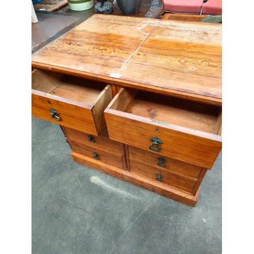 238 - Antique pine heavy campaign chest of drawers.