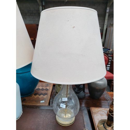 230 - 2 Large early table lamps Include's milk glass with modern shades.