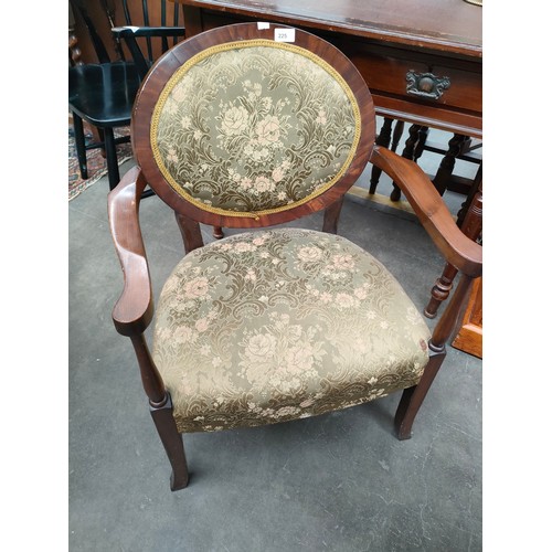 225 - 20th century armchair with silk upholstery.