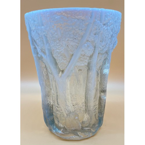 905 - Large Art Deco French glass pressed vase. In a Rene Lalique style, Raised tree trunk design. [25.5cm... 