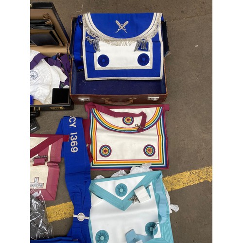 244a - Collection of masonic aprons , bowling club memorabilia.