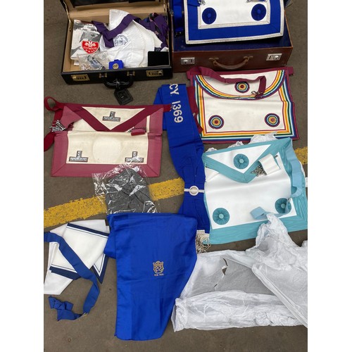 244a - Collection of masonic aprons , bowling club memorabilia.