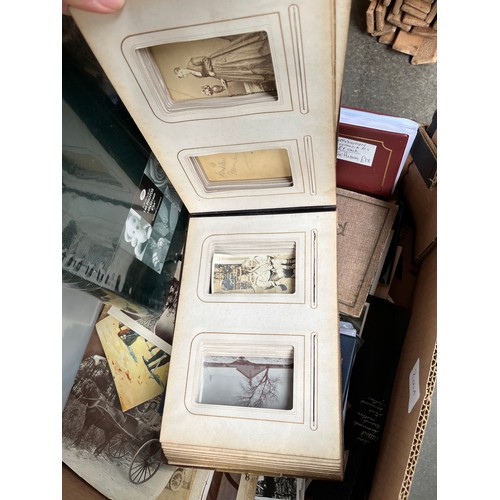 204A - Box of antique and vintage photo albums, postcards and albums and Victorian photo album