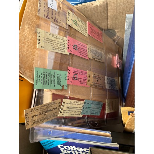 214A - Box full of stamp albums, loose stamps railway tickets etc