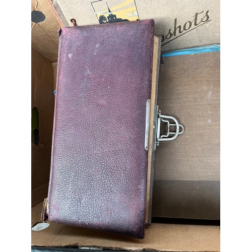 216A - Box of antique and vintage photograph albums, Includes Valentine & Sons Photograph album.