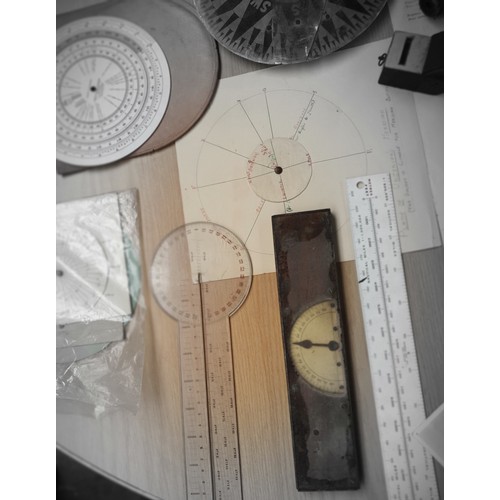 142A - Vintage Star Charts, instruments, hand held telescope and Vintage calculator.