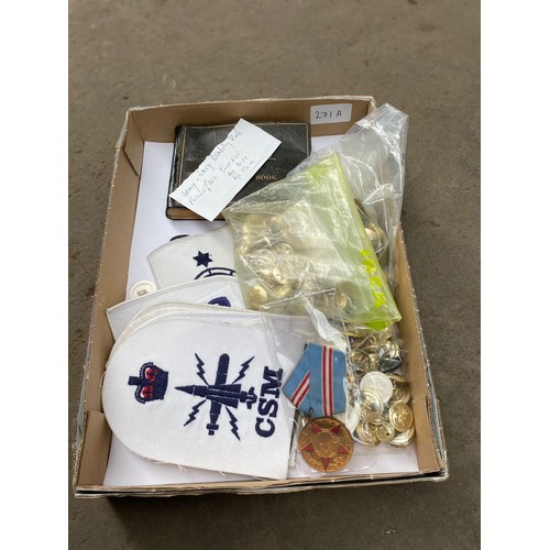 271a - Box of royal navy rank badges , buttons etc.