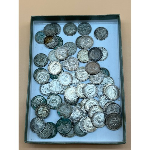 15 - Collection of silver three pence coins. [92grams]