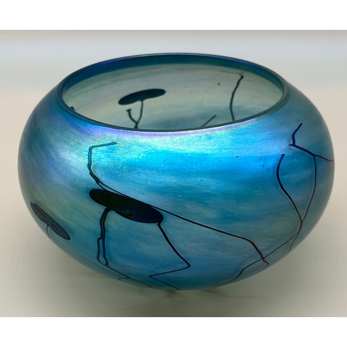 24 - J Ditchfield 
Art glass 'Glasform 681' bulbous preserve dish. Dated 1983. [10cm high, 16.5cm in diam... 