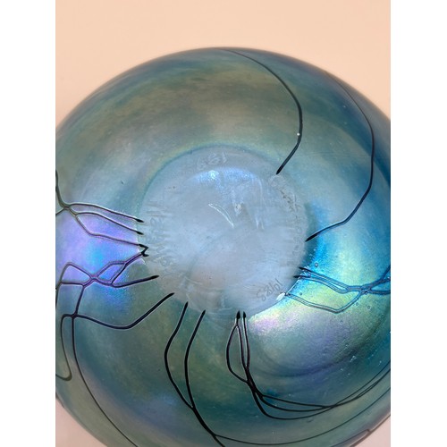 24 - J Ditchfield 
Art glass 'Glasform 681' bulbous preserve dish. Dated 1983. [10cm high, 16.5cm in diam... 