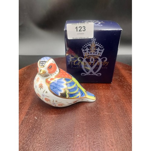 123 - Royal crown Derby Chelford Chaffinch Paperweight with box .