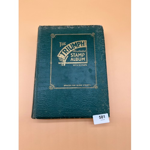 63 - The Triumph stamp album containing a large quantity of stamps from around the world. [Will post]