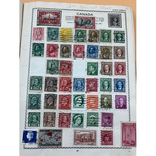 63 - The Triumph stamp album containing a large quantity of stamps from around the world. [Will post]