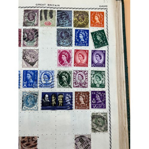 63 - The Triumph stamp album containing a large quantity of stamps from around the world. [Will post]