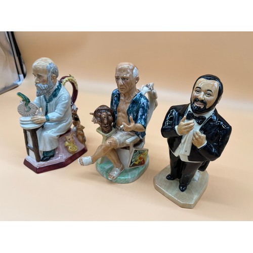 64 - Three Kevin Francis Figures/ jugs. Includes 'Pavarotti' Ltd Ed 14/250, 'Picasso' Ltd Ed 15/350 & 'Ge... 