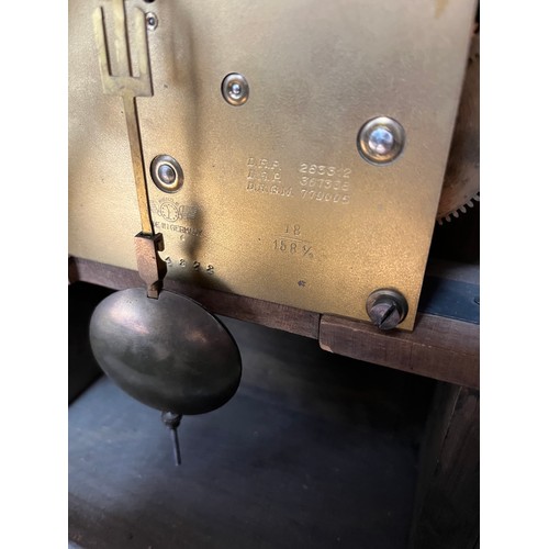 76 - Antique oak cased bracket clock, Movement by Kienzle- German made, Comes with key and pendulum. [40c... 