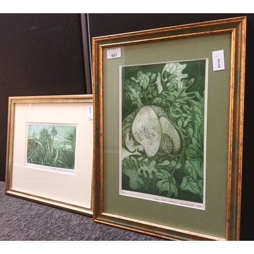 77 - Framed modern engravings by Joan Sheilds [46x34cm]
[32x38cm] [will not post]