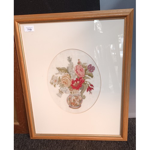 87 - 3 Framed needle works depicting flowers [66x43cm]