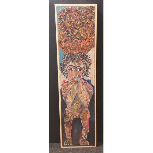 178 - Oil on canvas depicting nude tribal women with basket on her head by Robin Spark [125x33]

Robin Spa... 