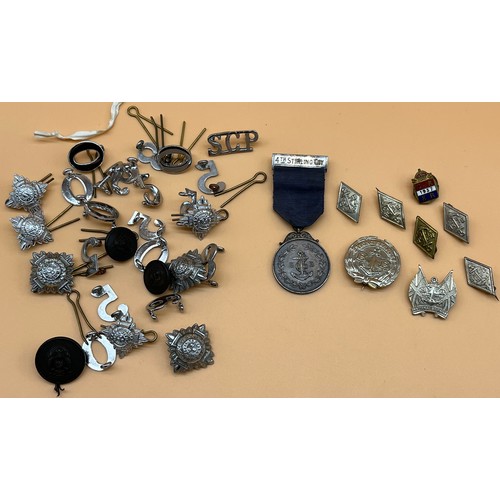 37 - Antique Stirlingshire Constable police baton, Special Constable and Inspector collar badges and Long... 