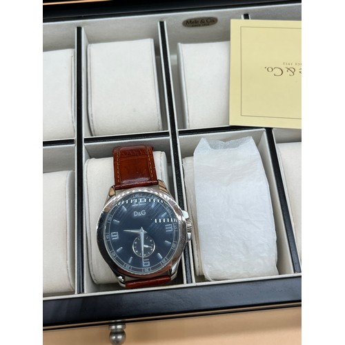 42 - Mele & co watch box, together with D&G Gents wristwatch.