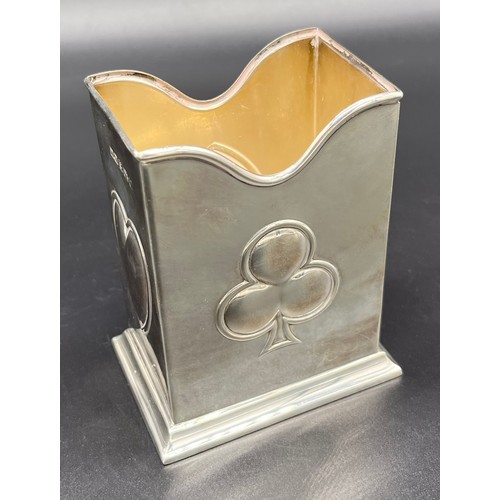 506 - Birmingham silver card deck holder. [192.27grams]