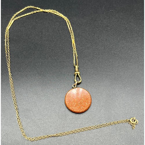 505 - 18ct yellow gold unusual necklace. Comes with a goldstone pendant. [Chain6.40grams]