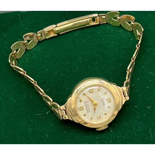 Vintage ladies 9ct yellow gold cocktail watch, 9ct gold cased and strap ...