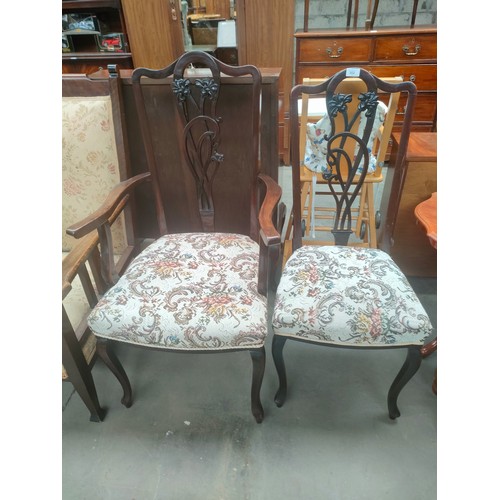 302 - 19th century Art Nouveau designed armchair together with matching designed chair