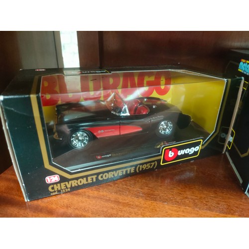 292 - 3 Boxed Burago classic models includes e type jaguar , Shelby cobra etc