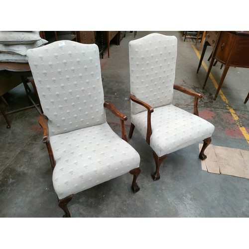 317 - Pair of 19th century Ornate bedroom arm chairs been reupholstered