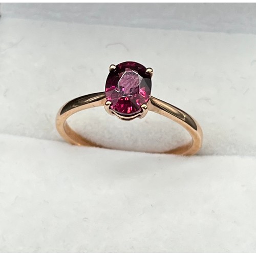 55 - 10ct rose gold ladies ring set with a single oval cut pink tanzanite stone. [Ring size R] [2.37Grams... 