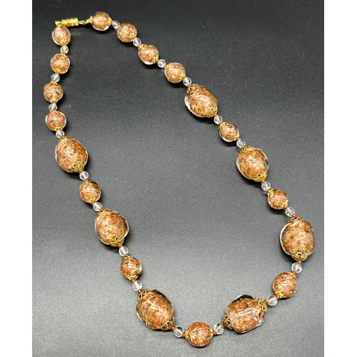 62 - Monart art glass bead necklace.