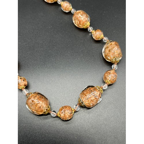 62 - Monart art glass bead necklace.