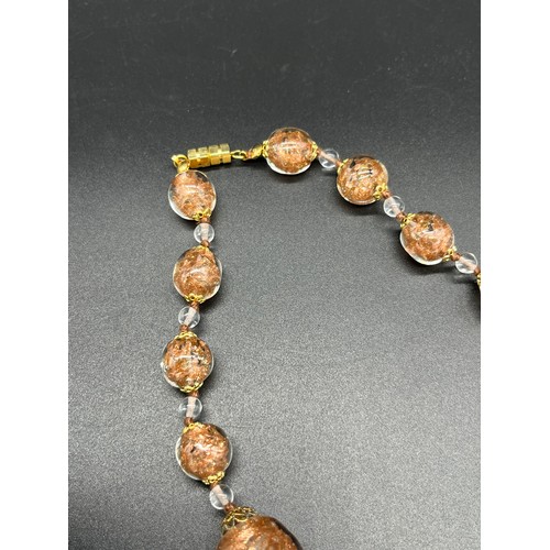 62 - Monart art glass bead necklace.