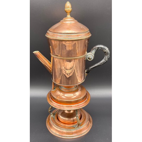 70 - Arts and crafts copper spirit kettle. [37cm high]