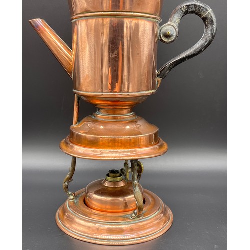 70 - Arts and crafts copper spirit kettle. [37cm high]