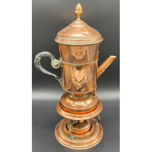 70 - Arts and crafts copper spirit kettle. [37cm high]