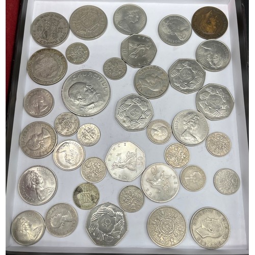 82 - Collection of vintage British coinage includes Crowns, 1921 George V Half Crown silver coin, Lead to... 