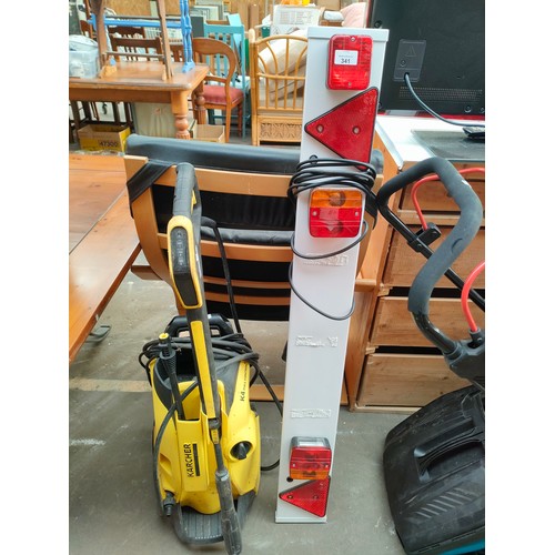 341 - Karcher K4 power washer together with trailor board