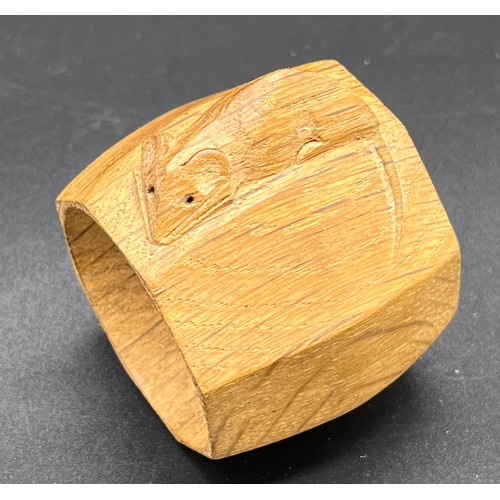 89 - Robert Thompson Mouseman single napkin ring with signature mouse carving.