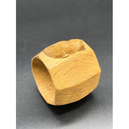 89 - Robert Thompson Mouseman single napkin ring with signature mouse carving.