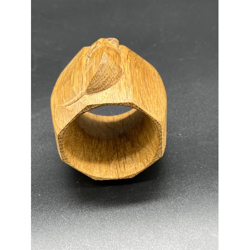 89 - Robert Thompson Mouseman single napkin ring with signature mouse carving.