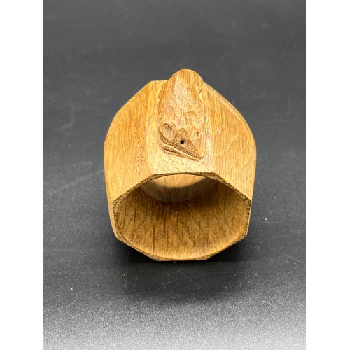 89 - Robert Thompson Mouseman single napkin ring with signature mouse carving.