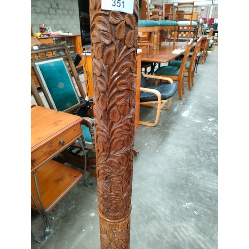 351 - Heavily carved eastern themed standard floor lamp