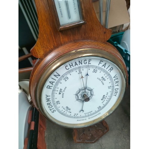 217 - Victorian oak cased barometer